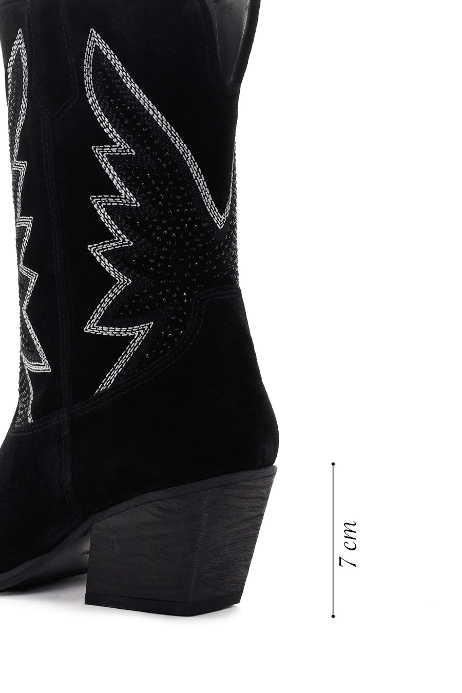 Women's Black Stone Leather Cowboy Boots
