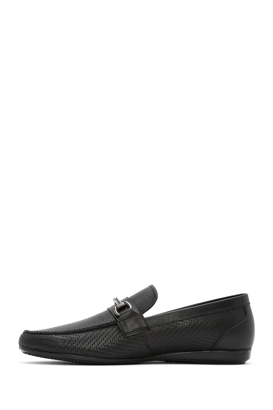 Erkek Siyah Baskılı Deri Casual Loafer