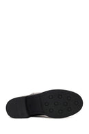 Woman Black Zip Closure Chunky-heeled Leather Boots | Derimod