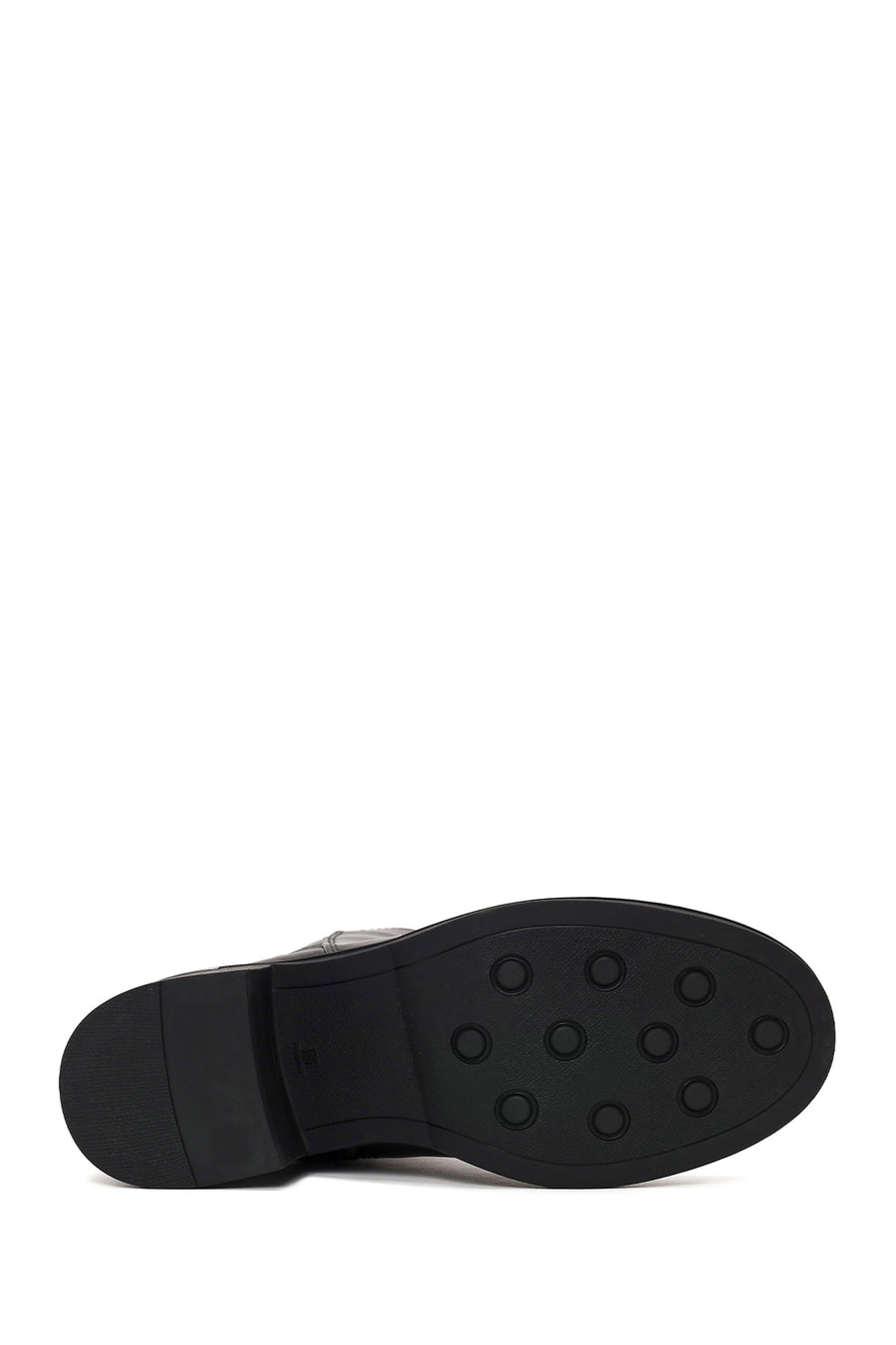 Woman Black Zip Closure Chunky-heeled Leather Boots
