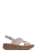 Women's Mink Strapped Thick Soled Leather Comfort Sandals | Derimod