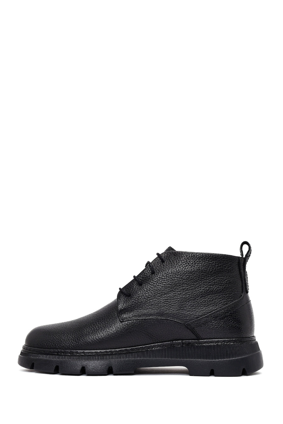 Men's Black Lace-Up Leather Casual Boots
