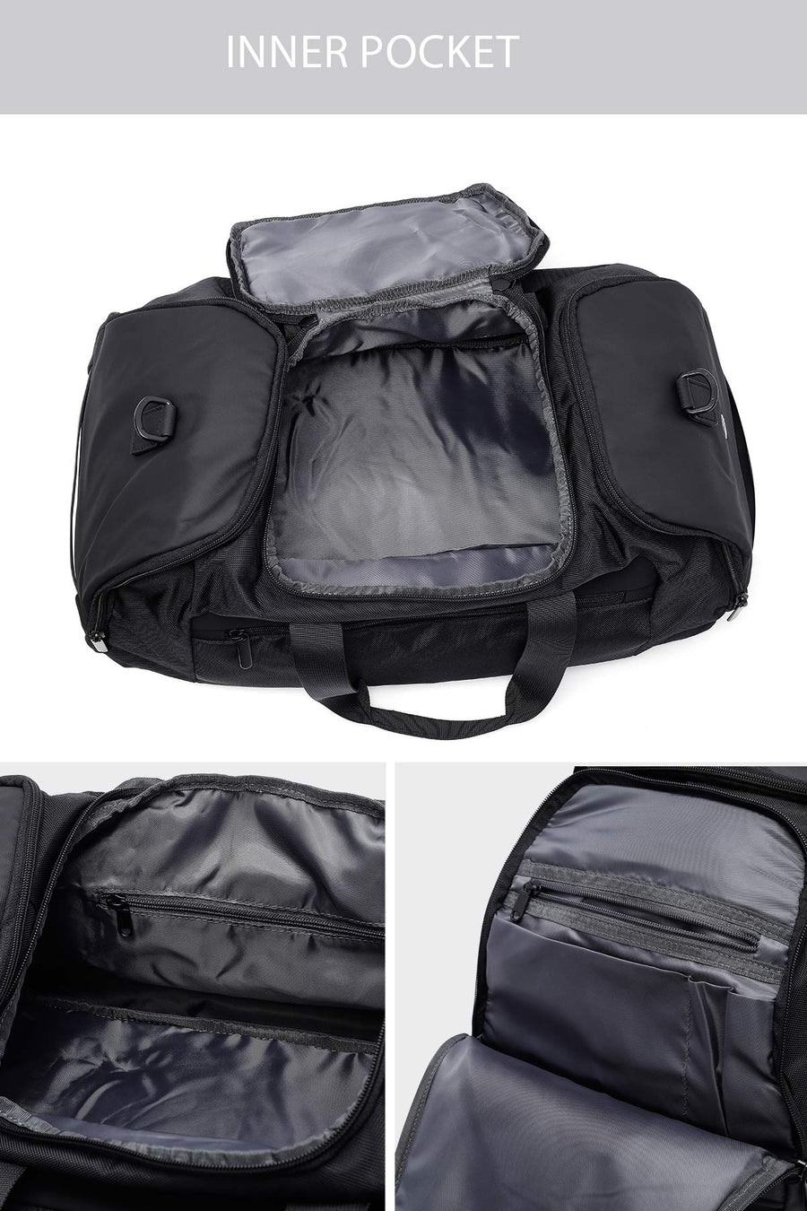 Men's Black Fabric Travel Bag