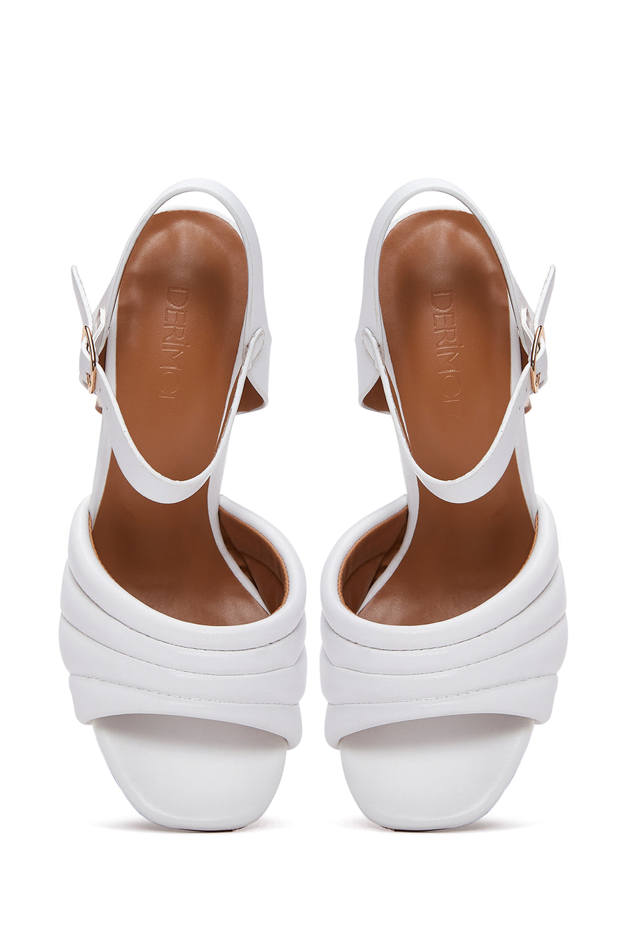Women's White Thick Heeled Sandals