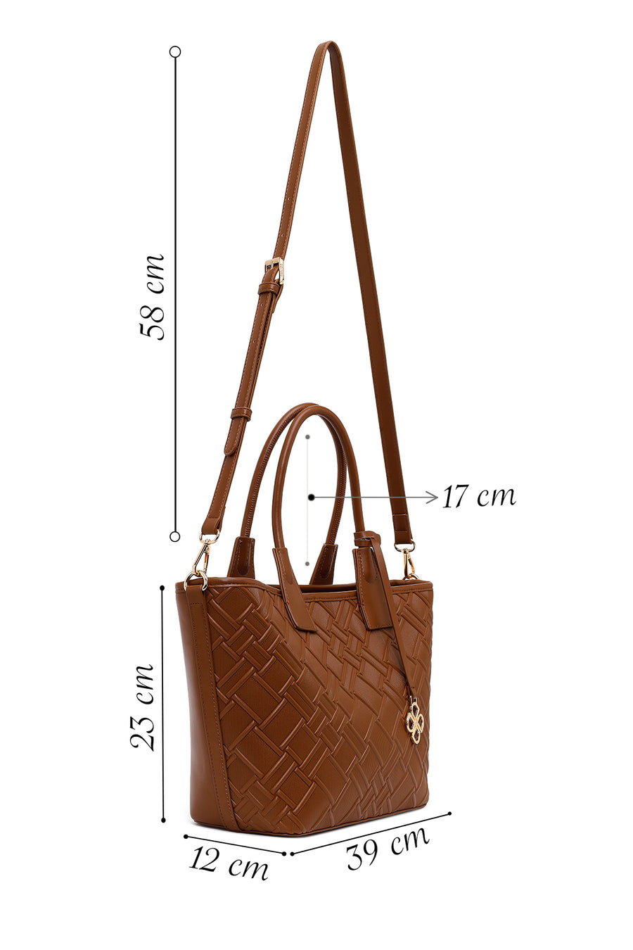 Woman Brown Long-Strap Printed Shoulder Bag