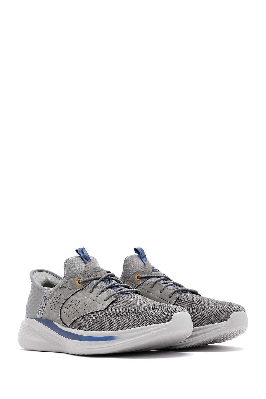 Skechers Men's Grey Slade Lace-Up Thick Sole Fabric Sneakers