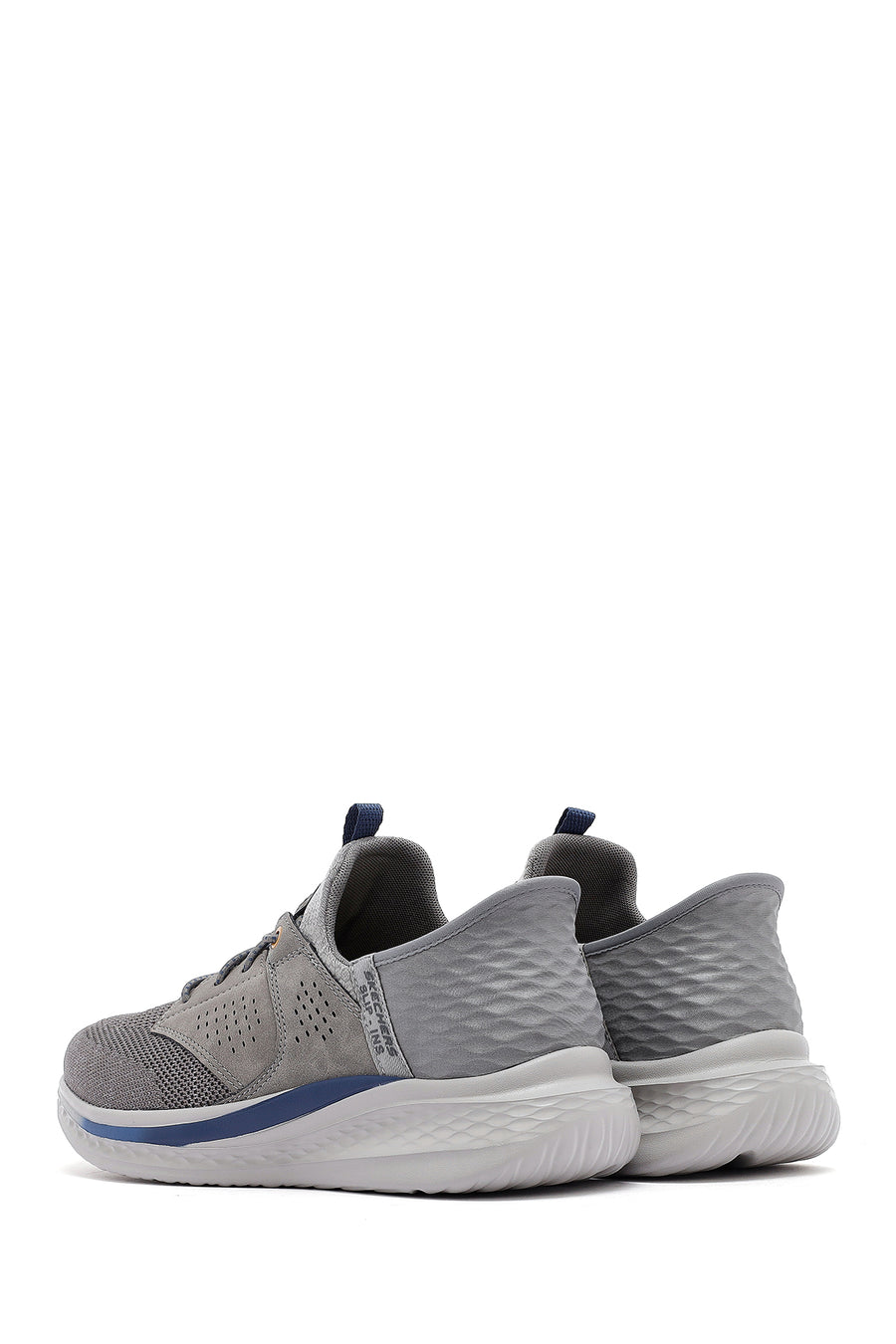 Skechers Men's Grey Slade Lace-Up Thick Sole Fabric Sneakers