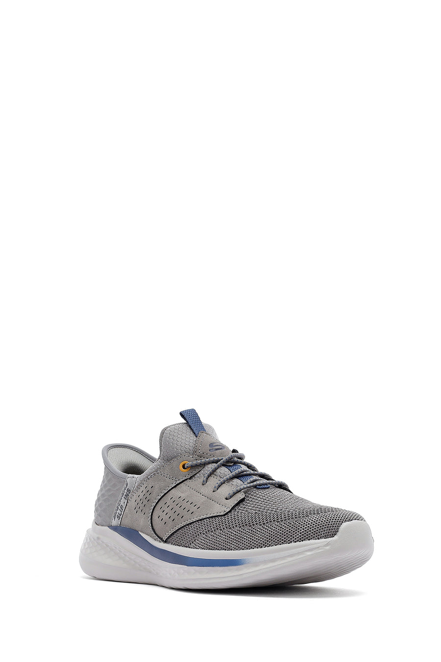 Skechers Men's Grey Slade Lace-Up Thick Sole Fabric Sneakers