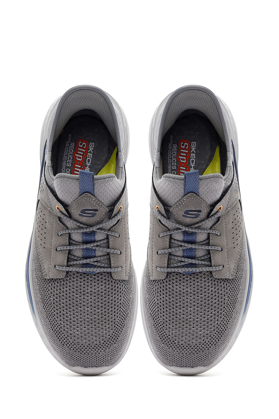 Skechers Men's Grey Slade Lace-Up Thick Sole Fabric Sneakers