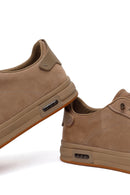 Erkek Vizon Bağcıklı Nubuk Deri Sneaker | Derimod