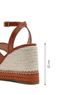 Women's Tan Ankle Buckle Wedge Heel Espadrille Sandals | Derimod