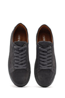 Erkek Gri Bağcıklı Süet Deri Sneaker | Derimod