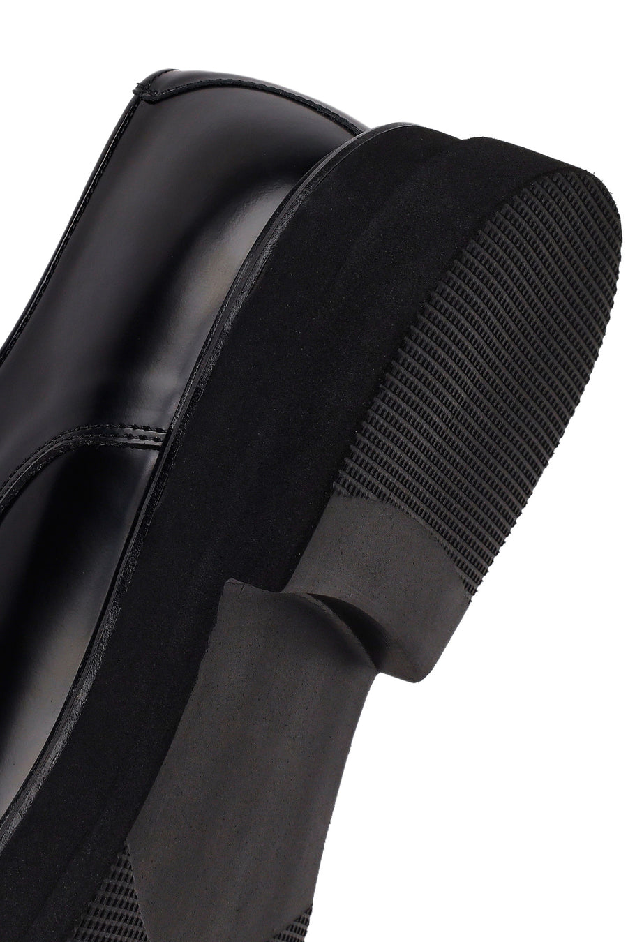 Male Black Lace-Up Thick-Soled Leather Casual Shoes