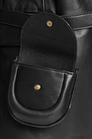 Karla Women's Black Belt Detailed Leather Jacket | Derimod