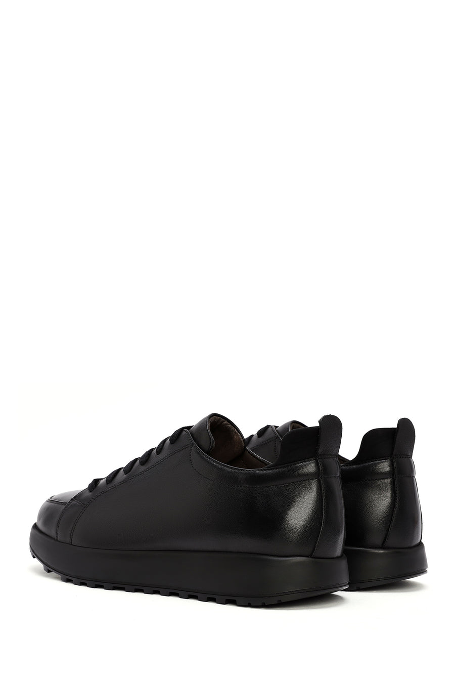 Erkek Siyah bağcıklı Deri Sneaker