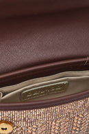 Women's Bronze Long Strap Stone Mini Clutch Evening Bag | Derimod