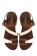 Women's Gold Buckle Metallic Leather Bodrum Sandals | Derimod