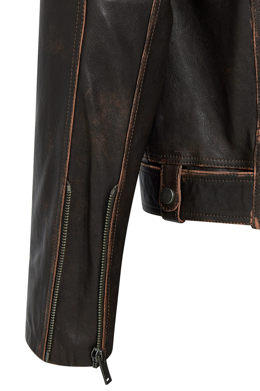 Lugano Kadın Kahverengi Vintage Biker Deri Ceket