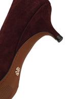 Woman Burgundy Short Thin-Heeled Suede Stiletto | Derimod