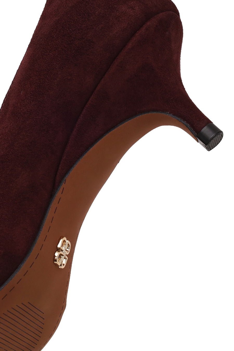 Woman Burgundy Short Thin-Heeled Suede Stiletto