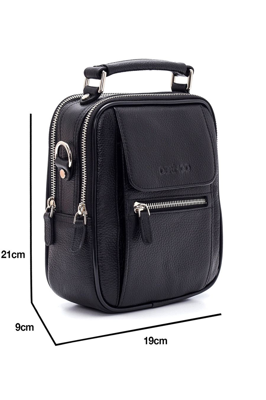 Men's Black Leather Messenger Bag