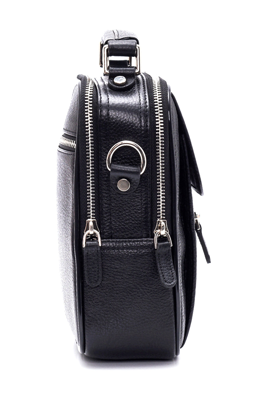 Men's Black Leather Messenger Bag