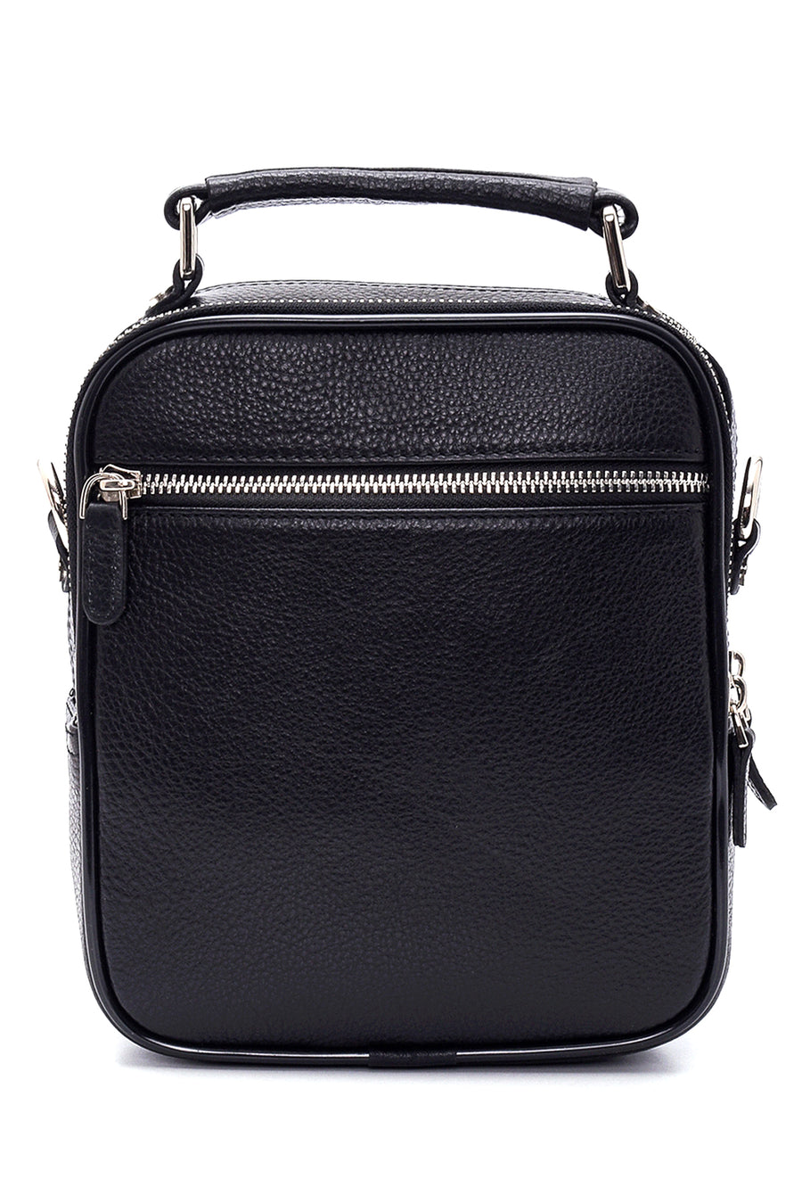 Men's Black Leather Messenger Bag