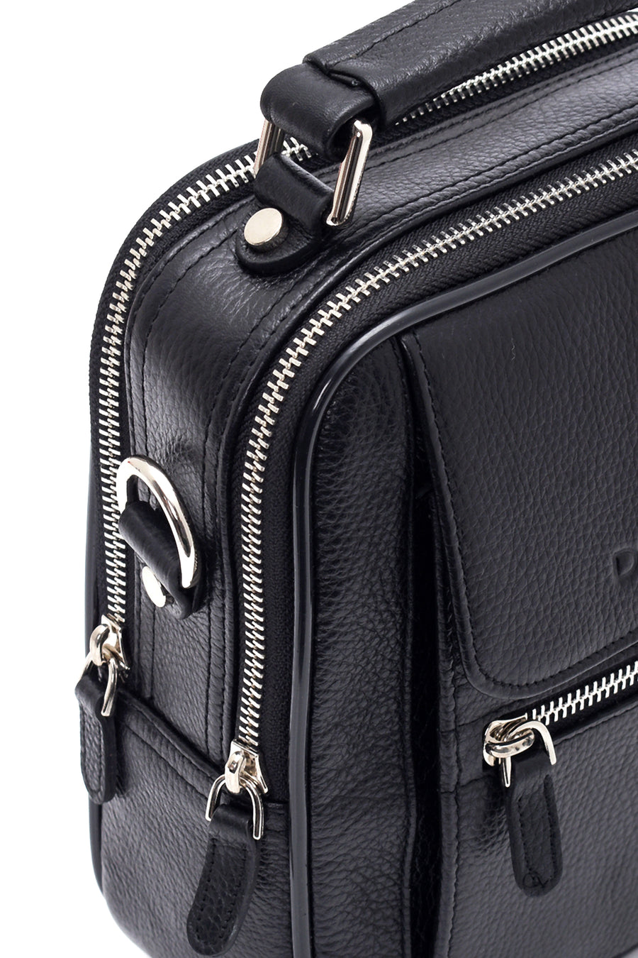 Men's Black Leather Messenger Bag