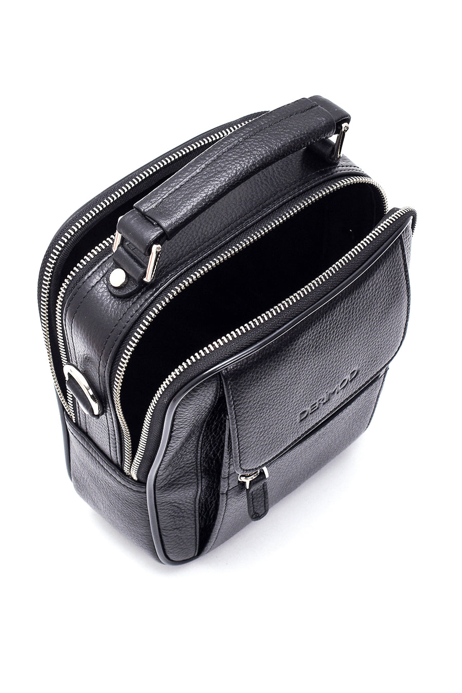 Men's Black Leather Messenger Bag