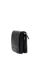 Male Black Leather Messenger Bag | Derimod