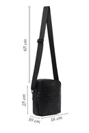 Male Black Crocodile-Embossed Leather Messenger Bag | Derimod