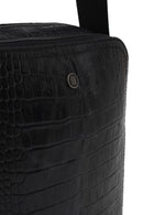 Male Black Crocodile-Embossed Leather Messenger Bag | Derimod
