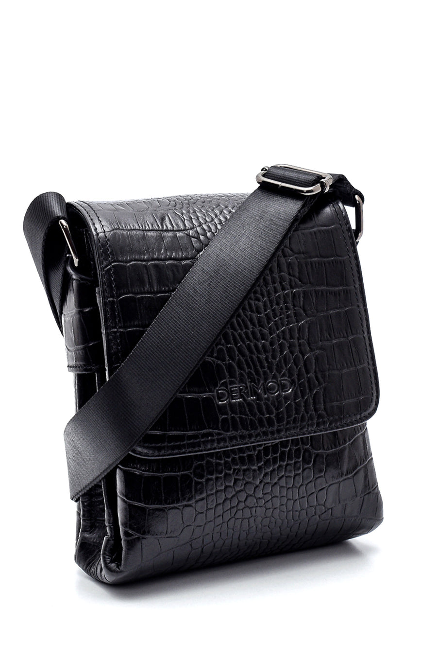 Men's Black Leather Messenger Bag