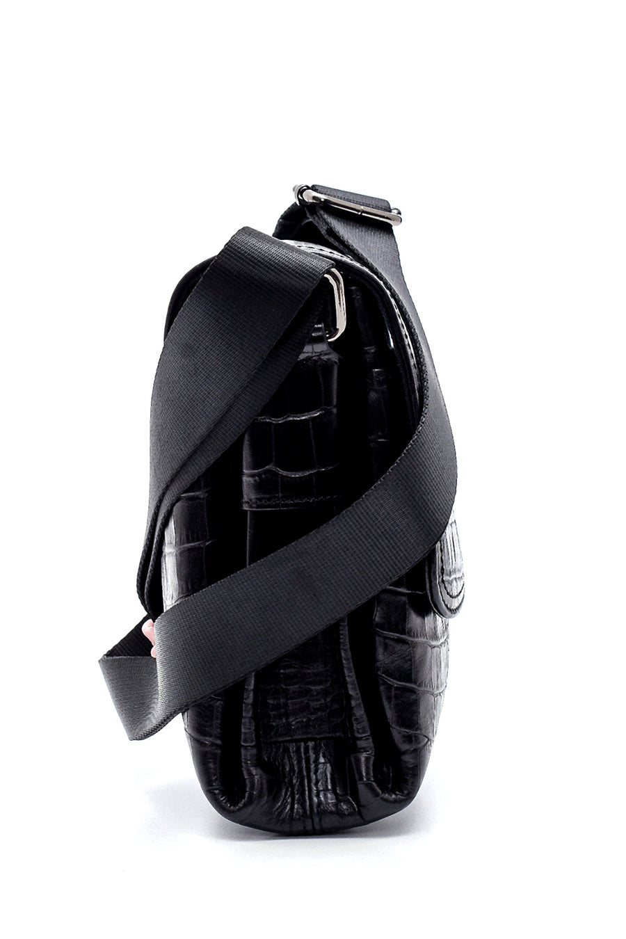 Men's Black Leather Messenger Bag