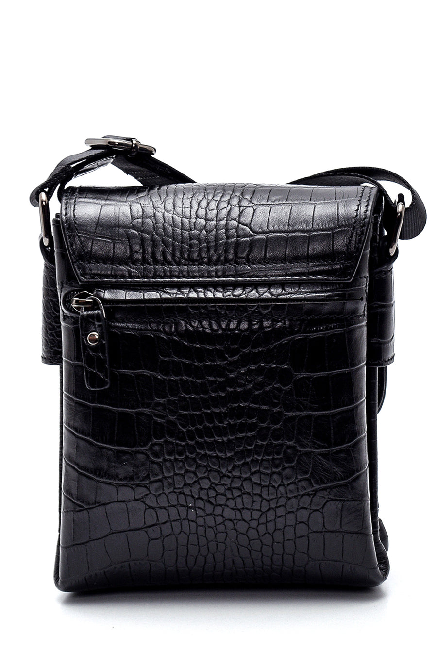 Men's Black Leather Messenger Bag
