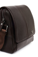 Male Brown Leather Messenger Bag | Derimod
