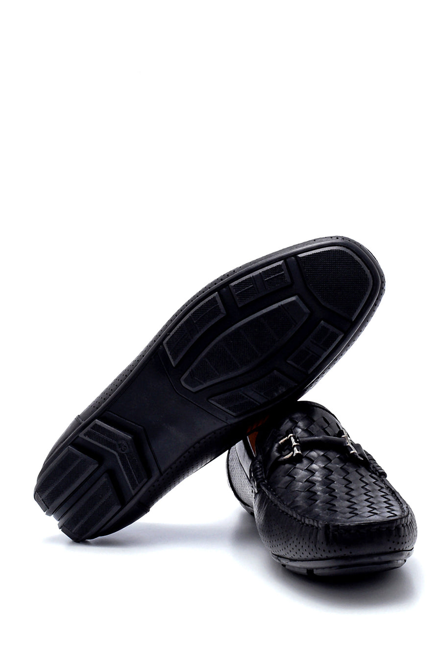 Erkek Deri Örgü Detaylı Loafer