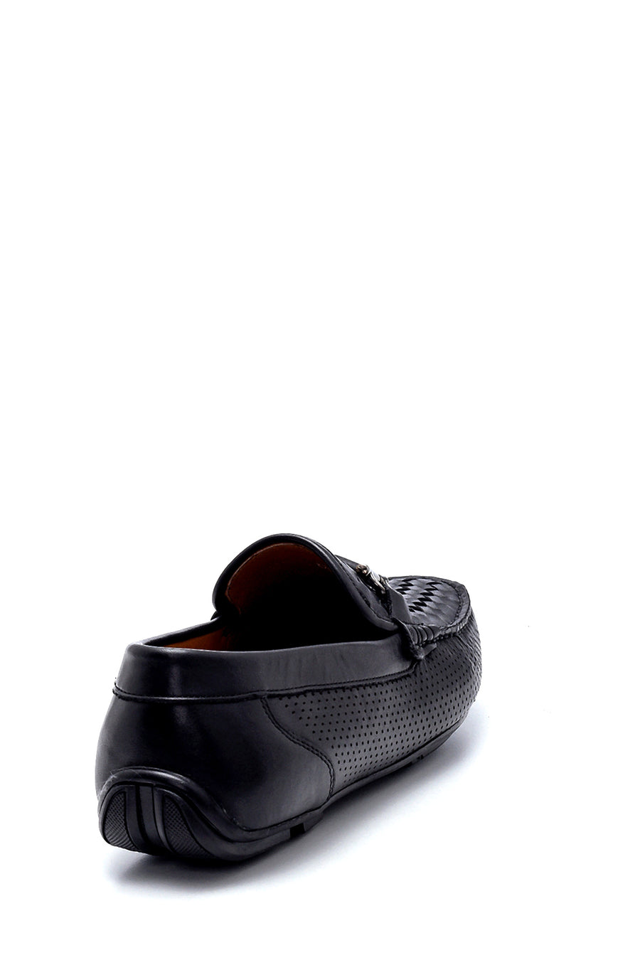 Erkek Deri Örgü Detaylı Loafer