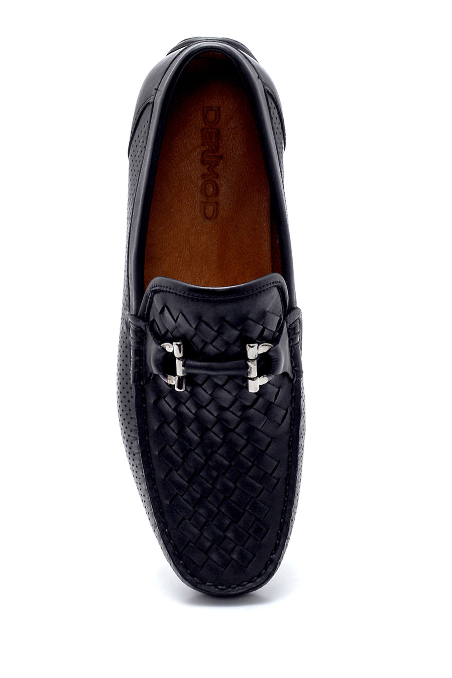 Erkek Deri Örgü Detaylı Loafer