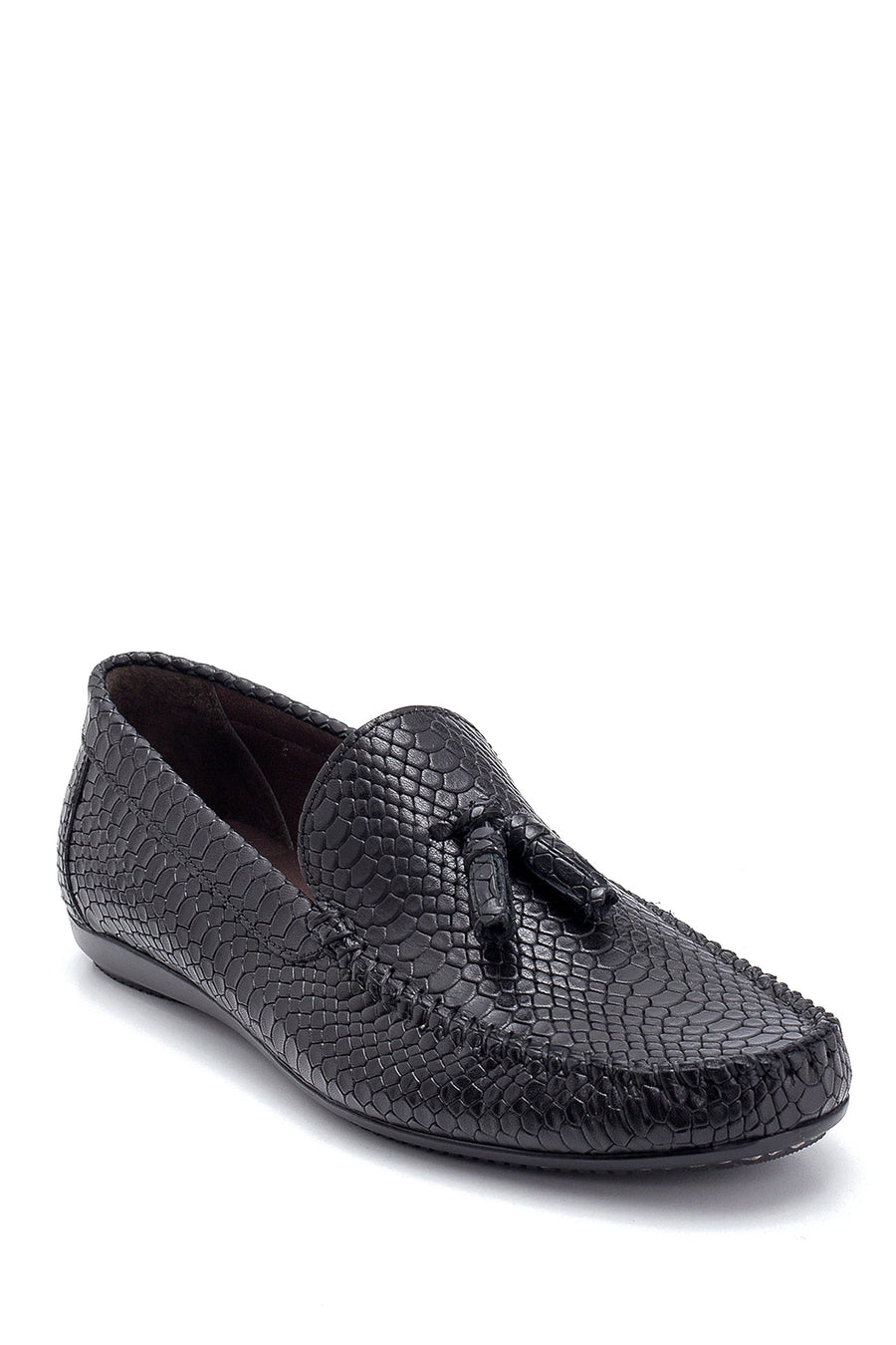 Erkek Kroko Deri Püsküllü Loafer