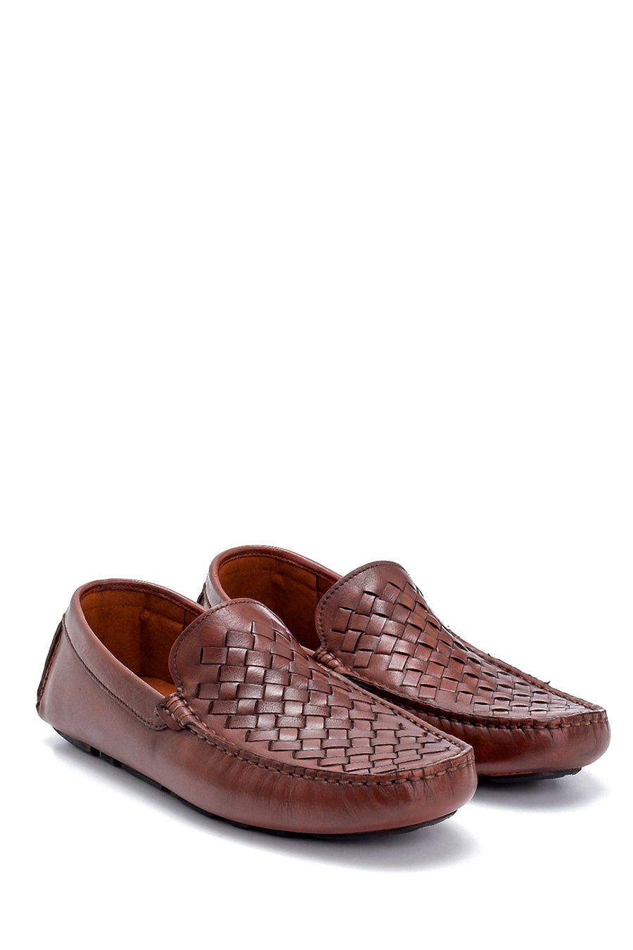 Men's Leather Knit Detailed Loafer