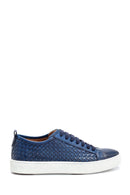 Men's Leather Sneaker with Knit Detail | Derimod