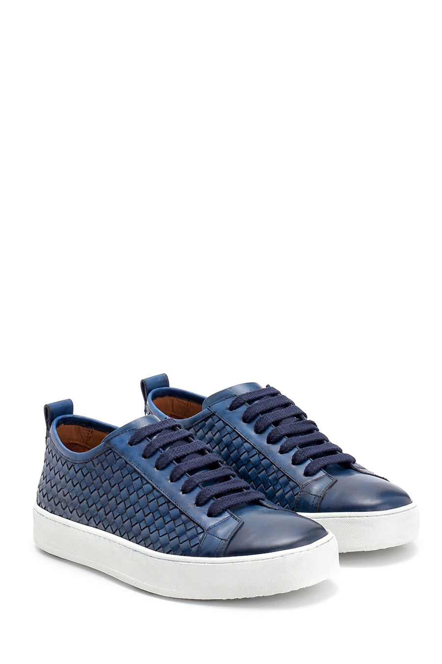 Men's Leather Sneaker with Knit Detail
