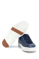 Men's Leather Sneaker with Knit Detail | Derimod