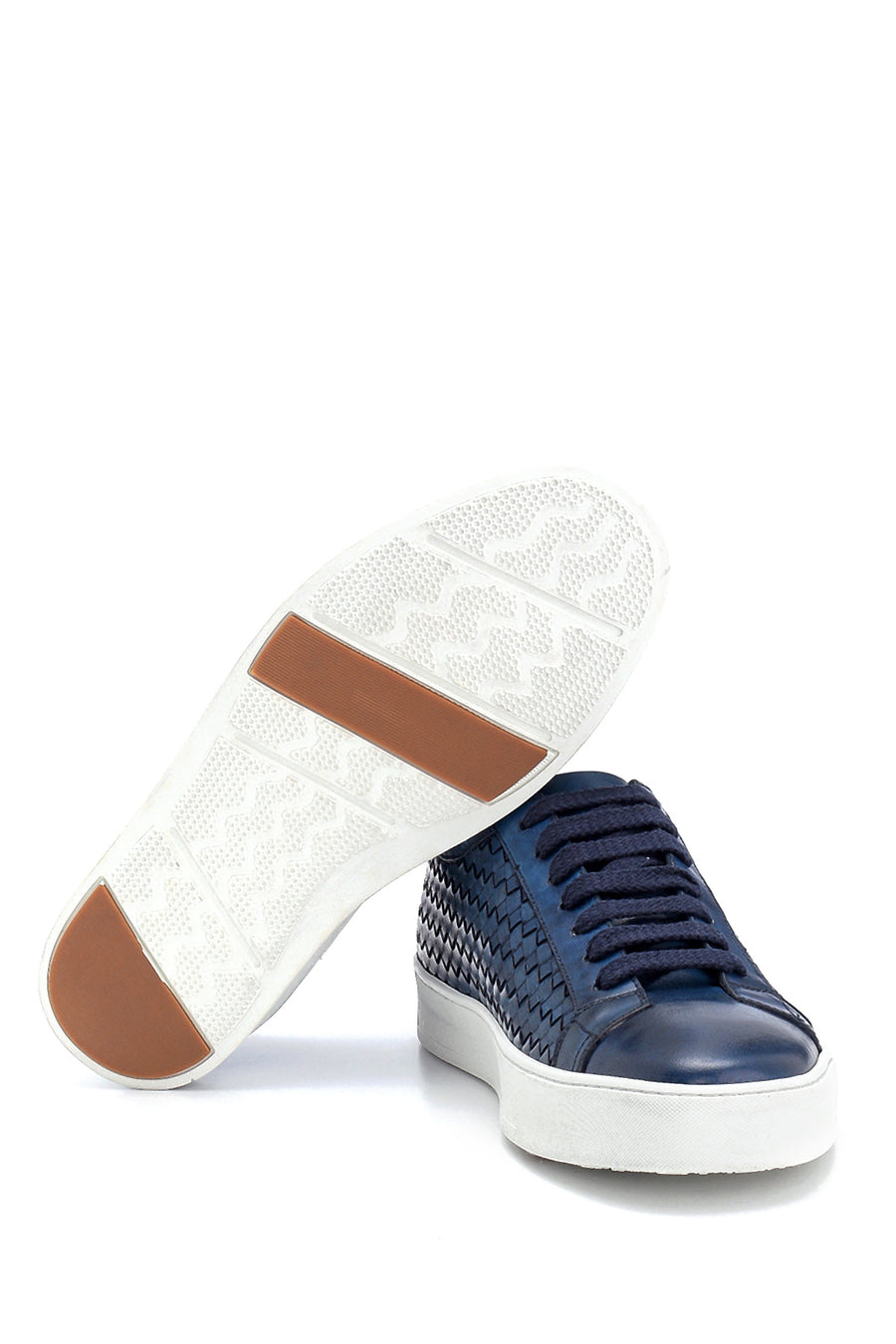 Men's Leather Sneaker with Knit Detail