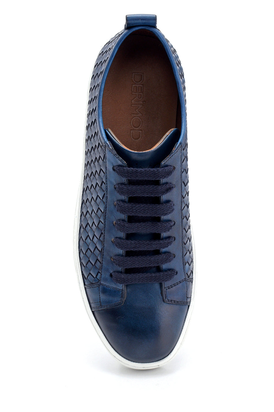 Men's Leather Sneaker with Knit Detail