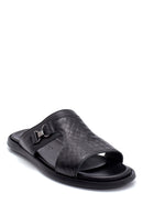Men's Leather Printed Slippers | Derimod