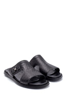Men's Leather Printed Slippers | Derimod