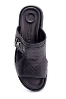Men's Leather Printed Slippers | Derimod