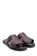 Men's Leather Printed Slippers | Derimod